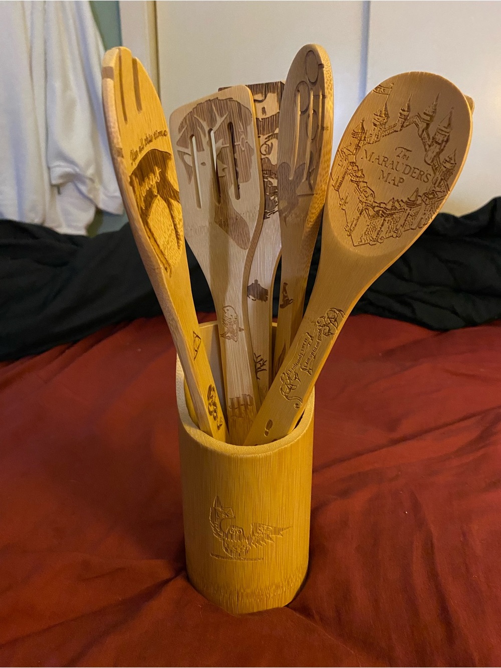 Harry Potter Bamboo Kitchen Utensil Set - Natural Wood Color